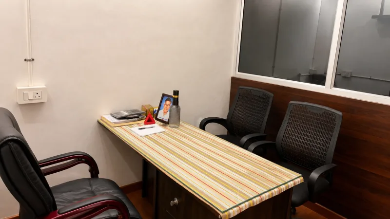 Inside Kalishan Capital's comfortable customer consulting lounge in Karaikudi
